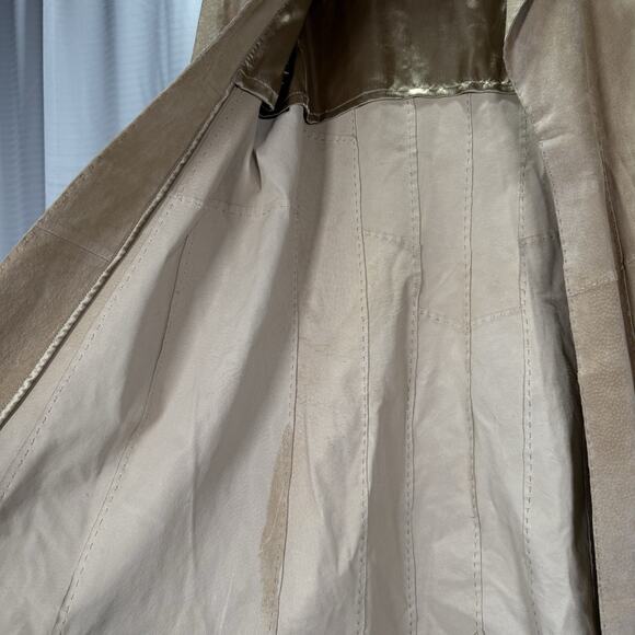 VTG Coldwater Creek Suede Long Beige Leather Jacket Women's Size Petite Medium - Picture 3 of 8